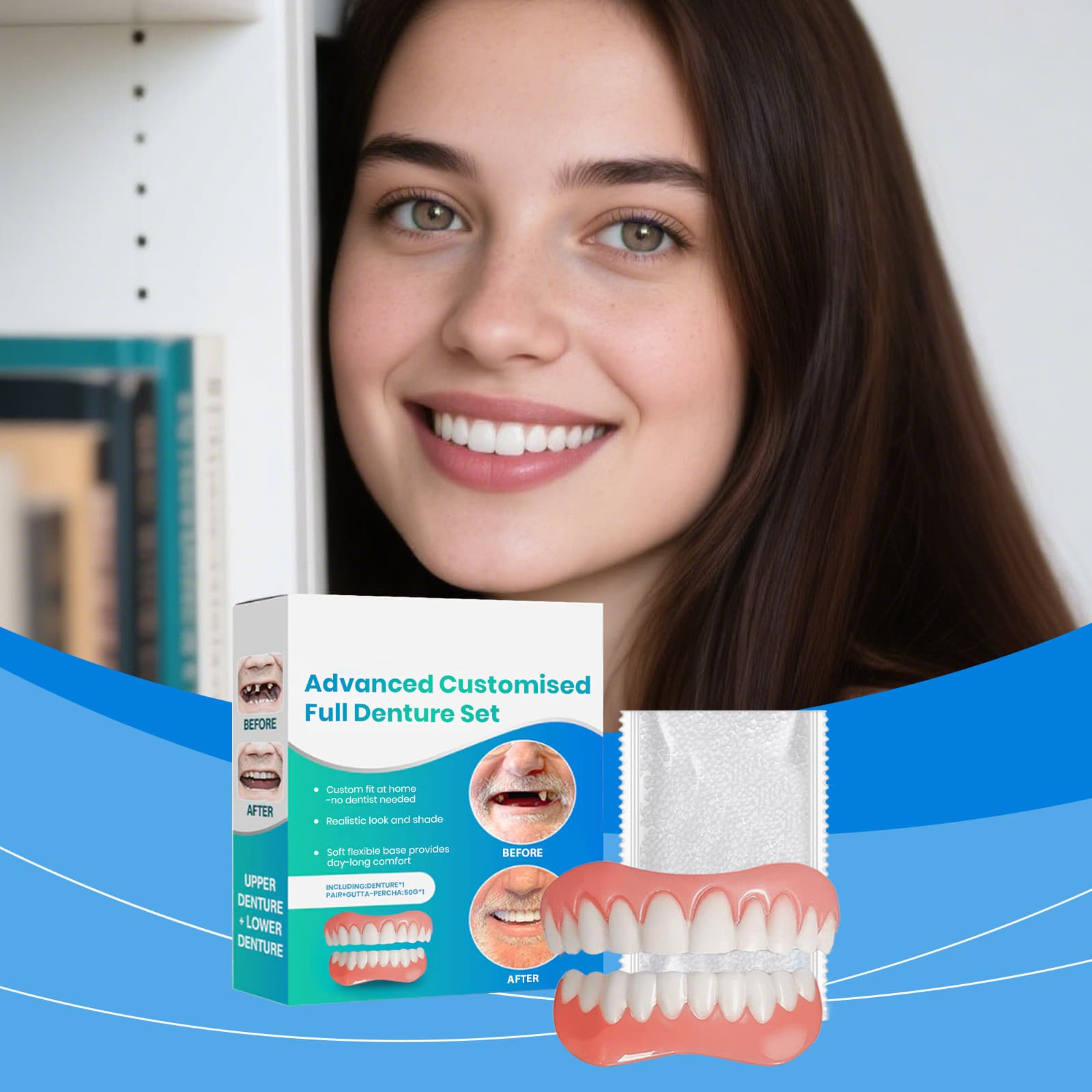 Daily Teeth Modification Enhance Smile Beauty Comfortable Material Natural Denture Set