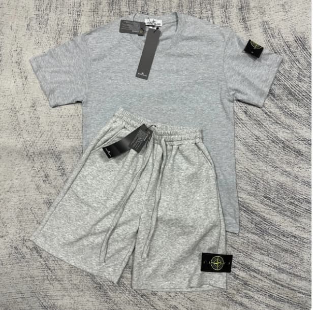 Short STONE à insigne boussole transfrontalier, pantalon décontracté mi-long, ensemble de sport ample à manches courtes pour l'été