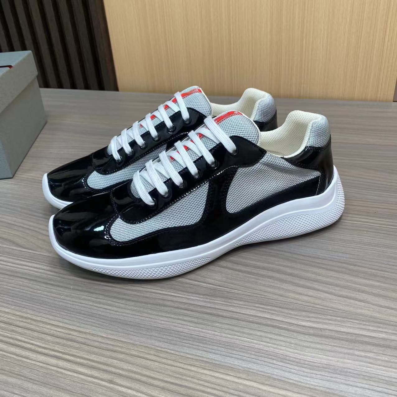 Chaussures de sport décontractées pour homme en cuir véritable noir de marque P, pointure 25, baskets de mode haut de gamme, nouveau modèle, gran