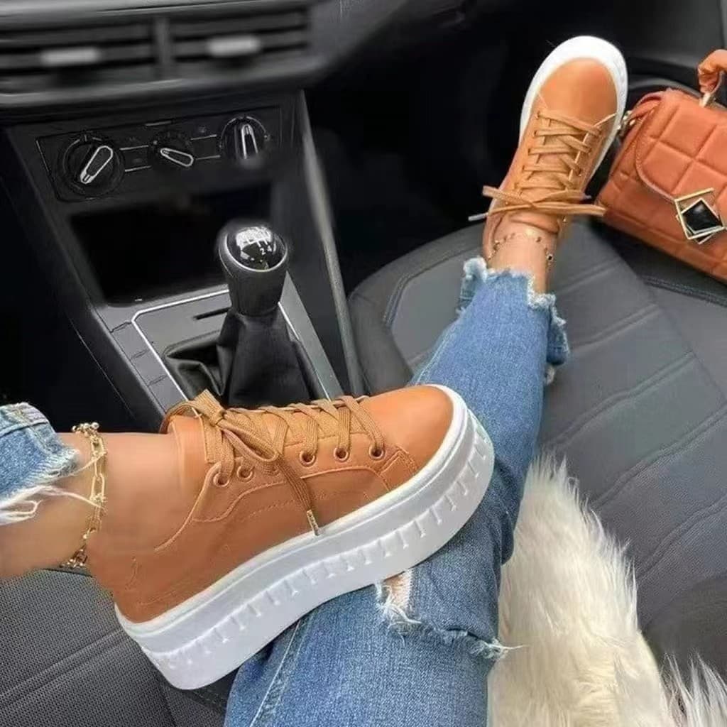 2025 Summer New Large For Women, Round Head Casual Thick Bottom Adhesive Shoes, Single Shoes