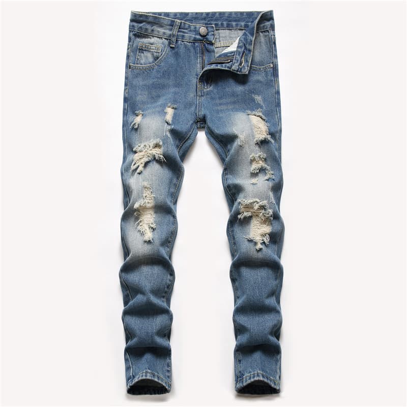 Mother Kids Jeans Straight Leg Ripped Trousers Washed Non Elastic Medium And Large Children's Jeans