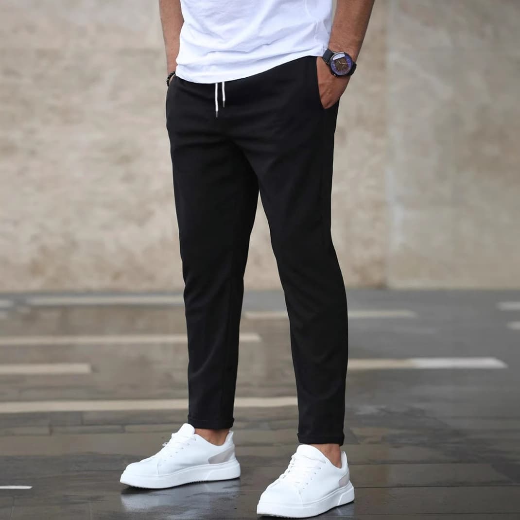 Men's Casual Cropped Pants Summer Business Sports Versatile Long Pants European American Style Cross Border E Commerce