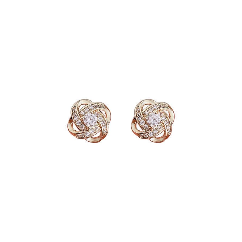Silver needle small fragrance style temperament zircon four leaf clover earrings for women niche design high end accessories elegant earrings
