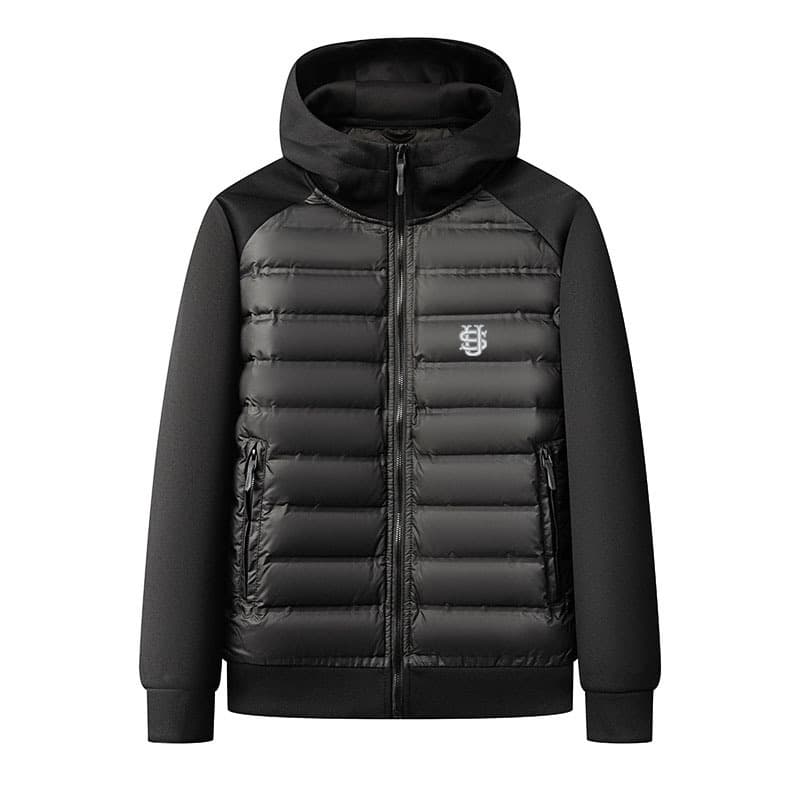 Men's Clothing Autumn And Winter Warm Hooded Men's Down Cotton Jacket Solid Color Casual Embroidered US Letter Trendy Jacket