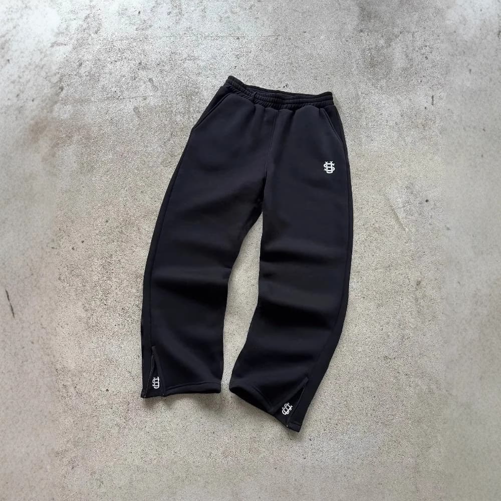 Men's Clothing Loose Straight Pants Men's Sweatpants Personalized Leg Zipper Embroidery Design Hip Hop