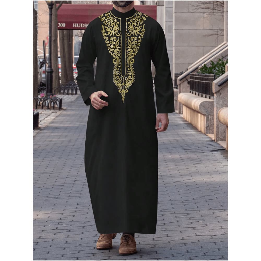 Muslim Men's Roand Collar Saudi Arabian Ethnic Style Men's Casual Robe