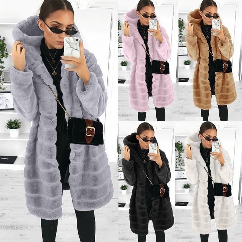 Women's simple imitation mink fur coat