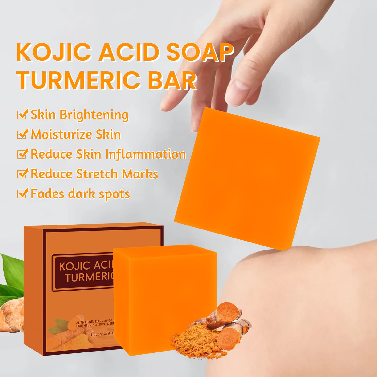 Kojic Kojic Turmeric Handmade Bath Cleaning Soap, Shower Face Soap