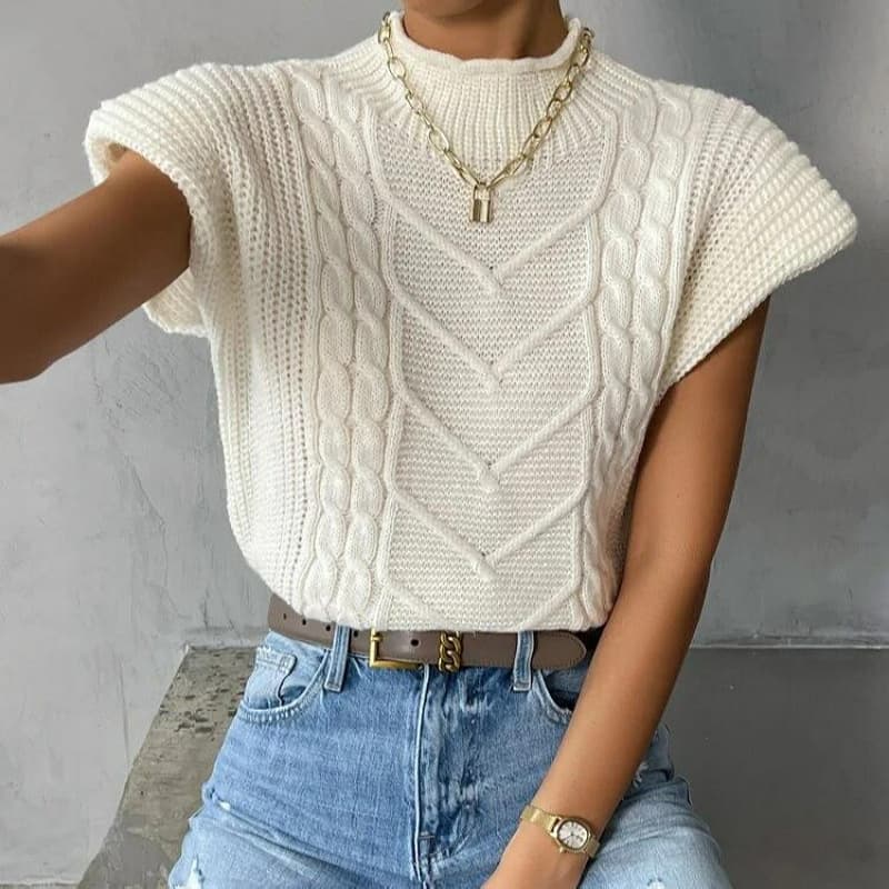 Women's Sweater Wearing Twist Turtleneck Vest