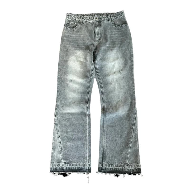 Europe, America 2026 New Popular American High Street Trend Fashion Retro Versatile Casual Jeans Washed And Old Solid Color Straight Pants