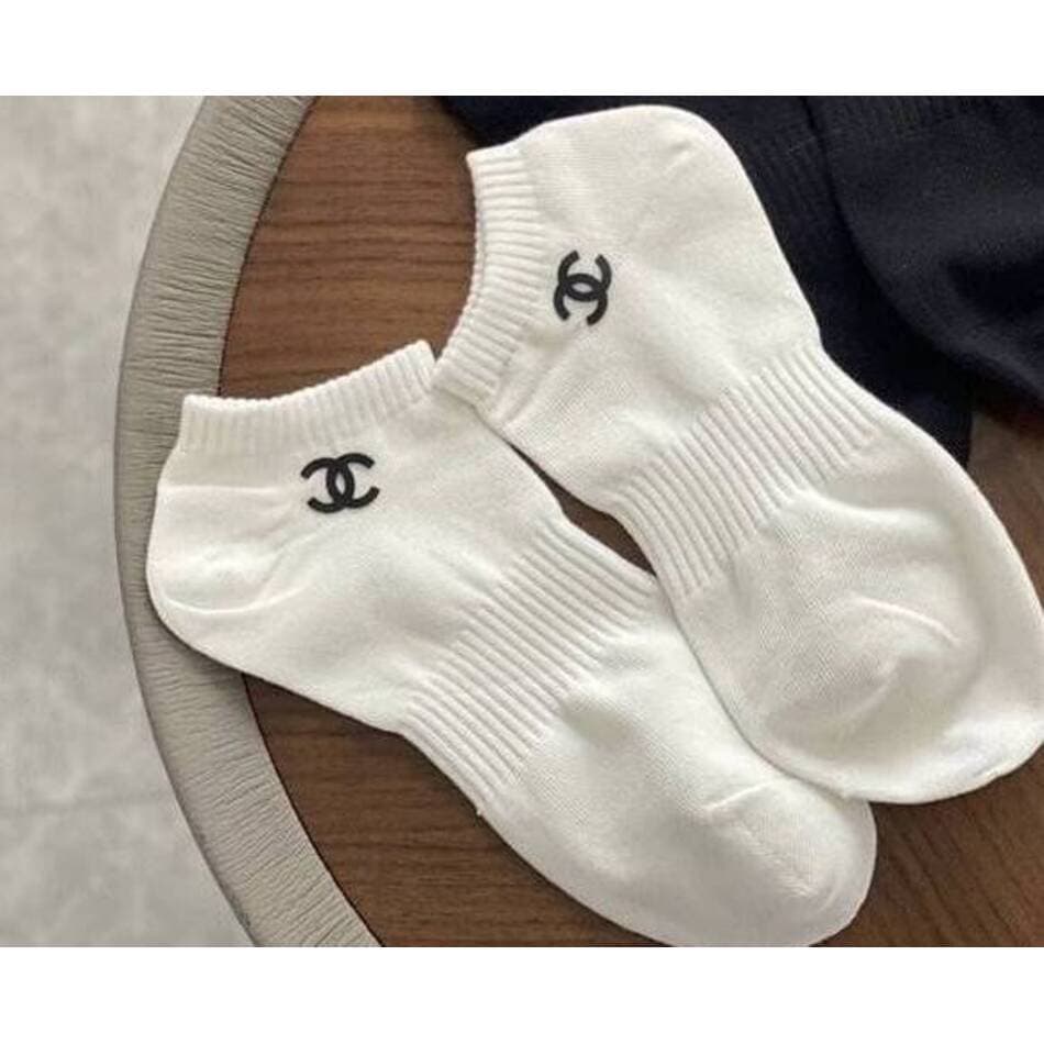 Chaussettes courtes unisexes mi-mollet en pur coton, style printemps-été, noir et blanc, avec inscription « Ins », polyvalentes.