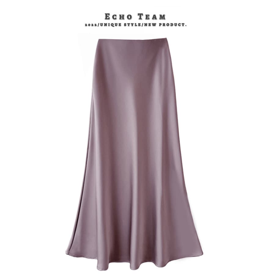High waist slim mid-length satin acetate silky skirt new hip-wrapped fishtail A-line long skirt