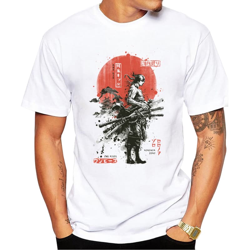 TEEHUB Hipster Zoro Wano Kuni Arc Men T-Shirt Short Sleeve O-Neck Tee Fashion Anime Samurai Printed Tshirts Funny Tops