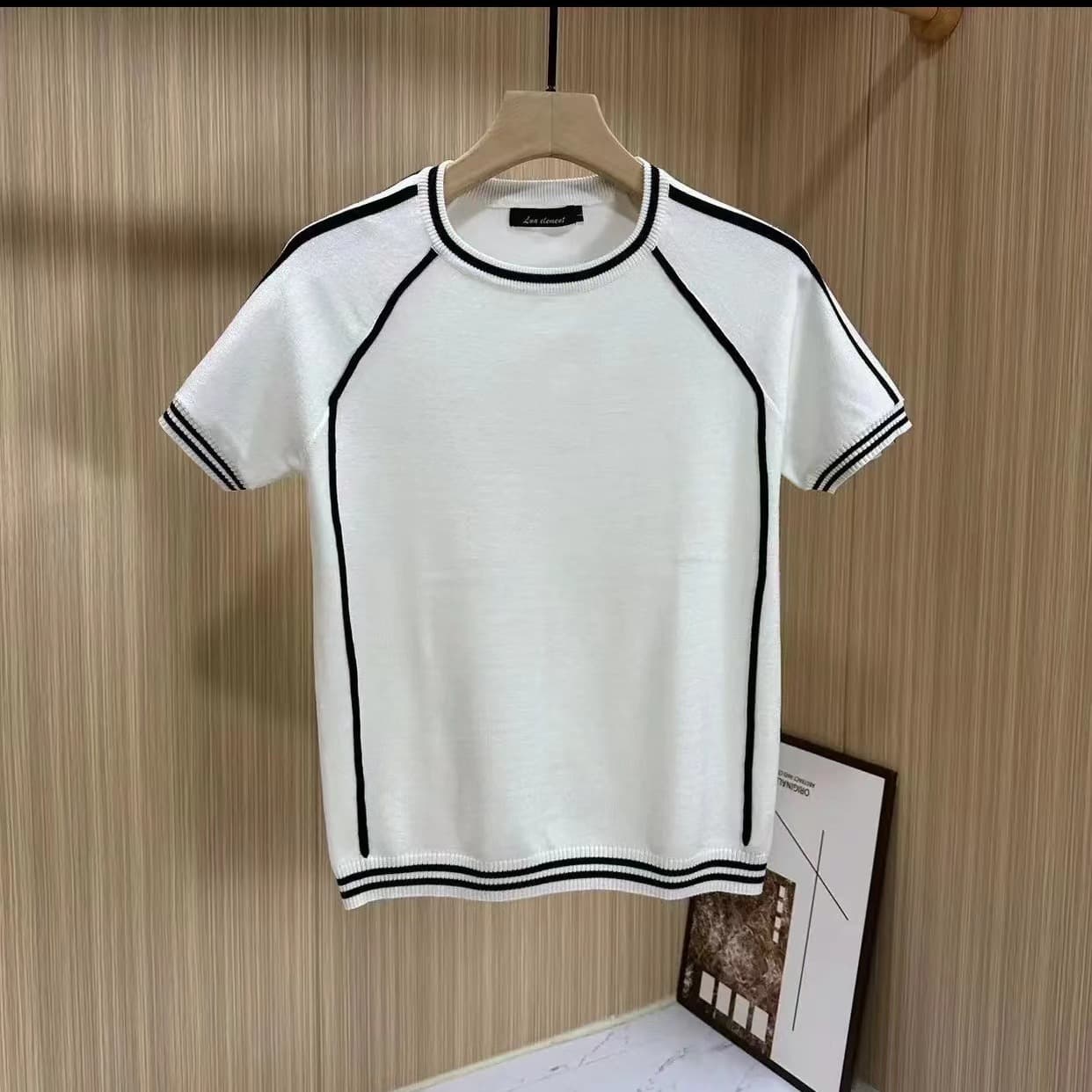Men's Clothing Ice silk thin short sleeved sweater summer men's youth fashion striped round neck half sleeve versatile casual T shirt