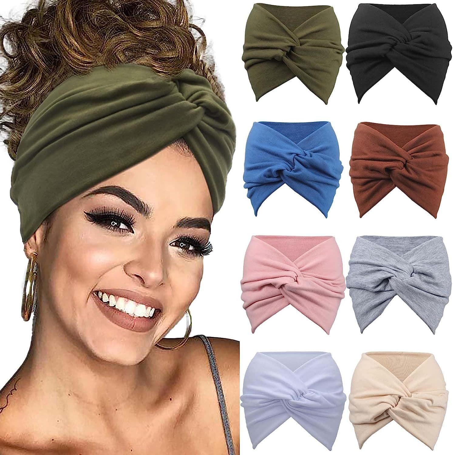 wide cross knot headband cross border solid color elastic large pleated sports headband women's hair accessories