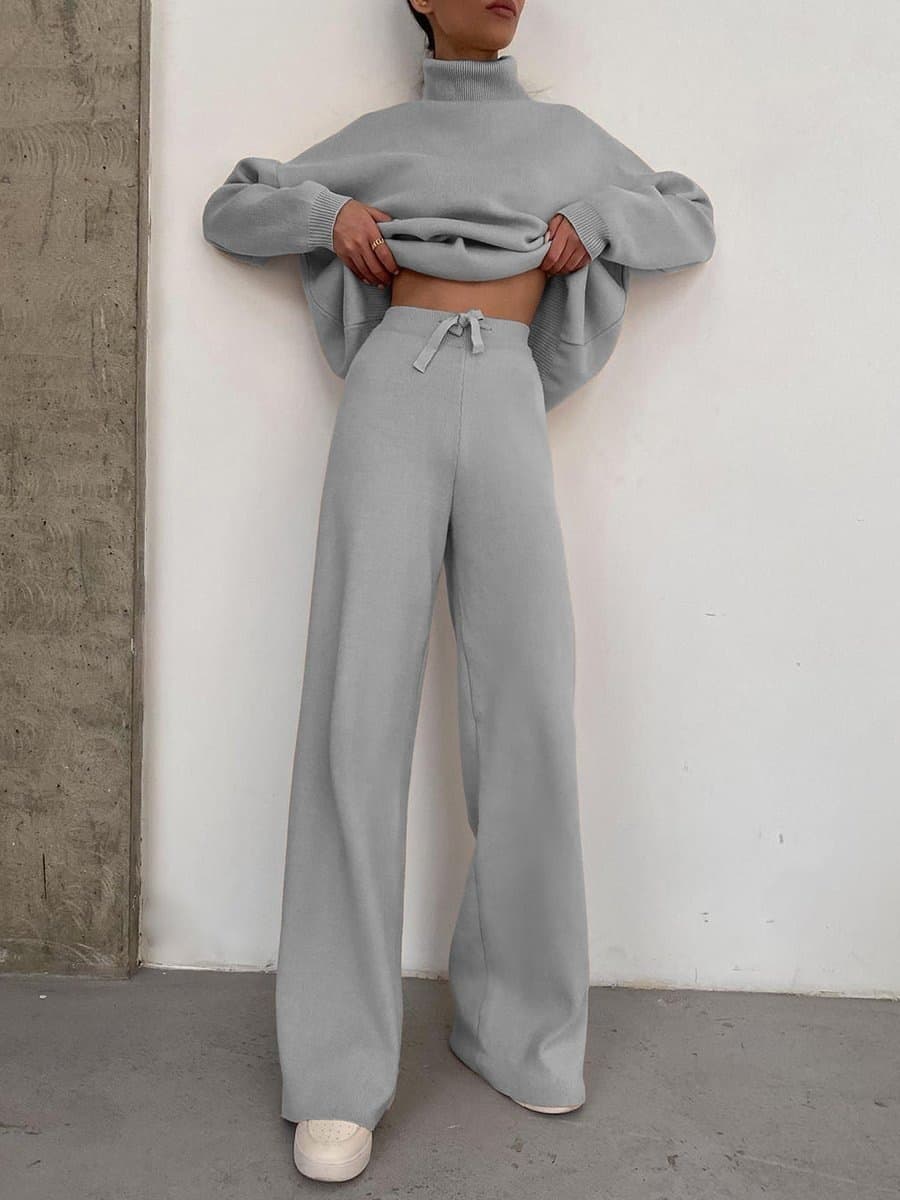 Women's Clothing New Knitted Lace Up Fashion Casual Suit Two-piece Set For Women