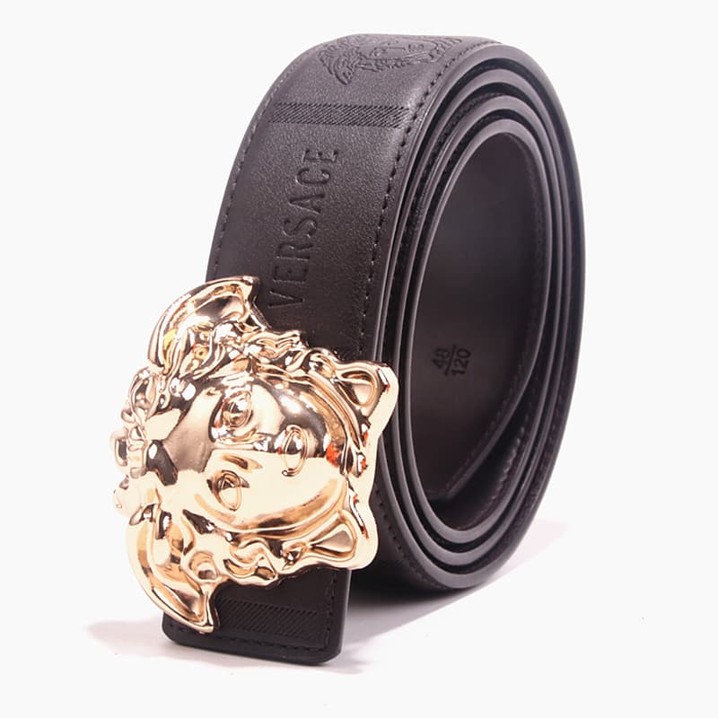 Beauty Head Ceinture en cuir véritable gaufré Ceinture unisexe en cuir véritable 3,8 cm