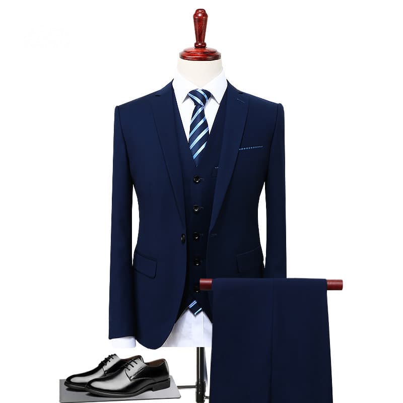Men's Foreign Trade Bridal Shop New Suit Suit Three-piece Business Casual Korean Version Slim Groom Professional Suit