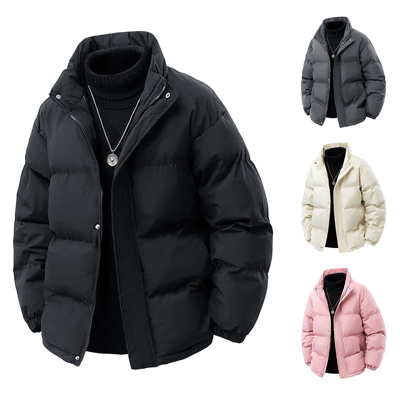 ​​"Oversized Cotton Puffer Jacket For Men - Thickened Winter Coat, Loose Fit Casual Outerwear In Black & White"​​