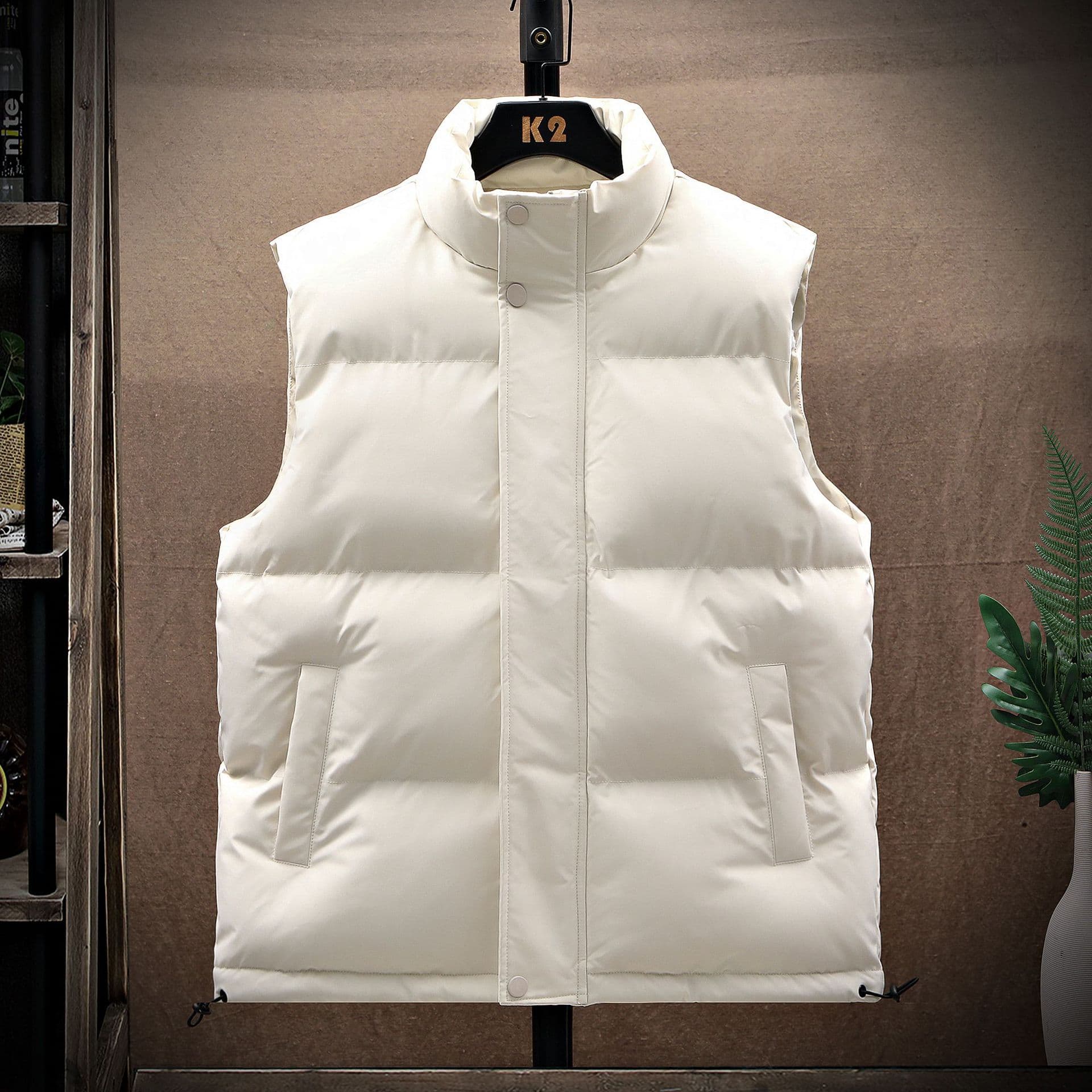 Men's Clothing Cotton Vest Thick Warm Waistcoat Men's Quilted Puffer Vest Winter Warm Sleeveless Jacket Lightweight Casual Outerwear For Cold Weather