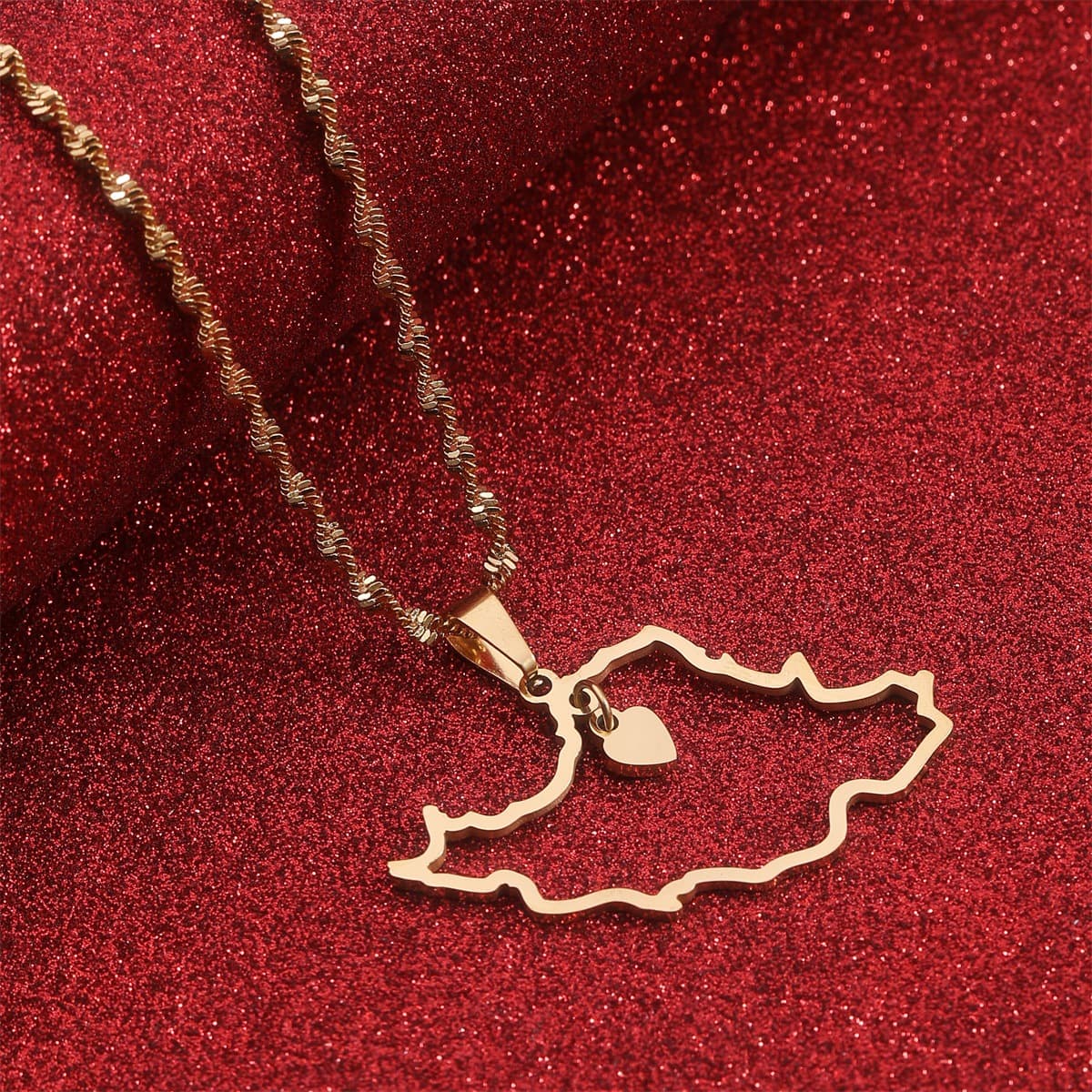 Iran Map Cross-Border Same Style Men's And Women's Fashion Boutique Stainless Steel Pendant Necklace