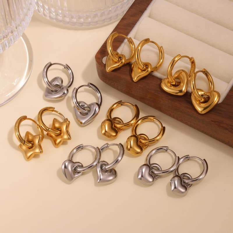 Elegant Open Heart Hoop Earrings - Detachable Stainless Steel Circle Earrings For Women, Minimalist & Stylish