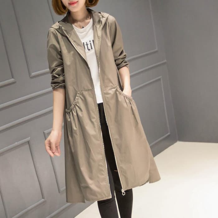 Women's trench coat Korean thin large size women's trench coat women's medium long coat