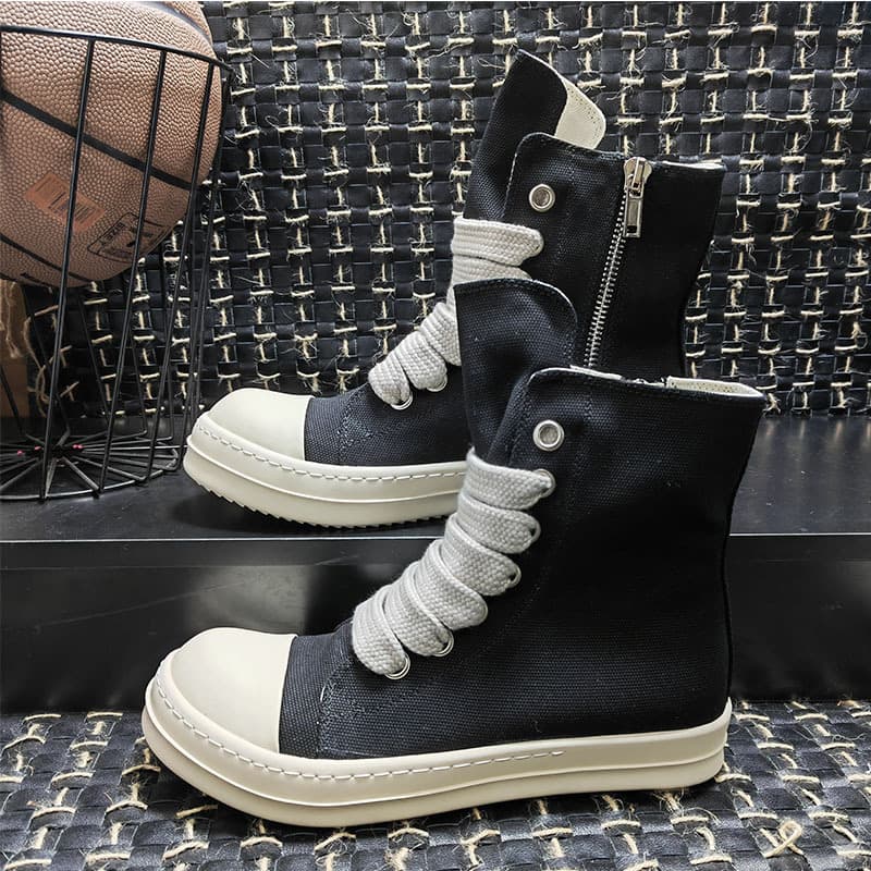 Rricowees New Year Men's And Women's High Top Canvas Shoes, Sole, Wide Shoelaces, Round Toe Short Boots, Thick Strap