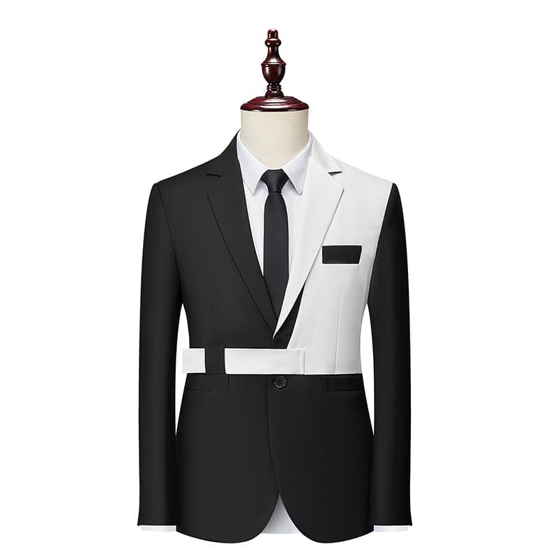 Men's color matching suit jacket simple business loose casual single west jacket