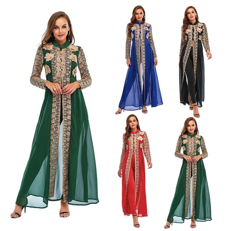 Women's Clothing Factory direct supply to Iduoduo's new chiffon small stand up collar dress lace long sleeved suit two piece set 0952