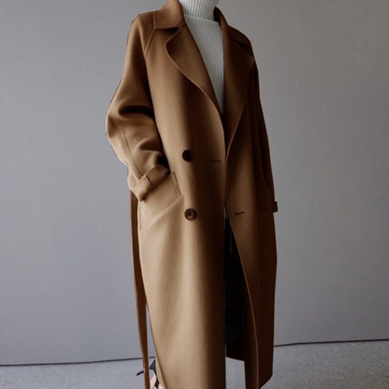 Women Winter Coats 2023 Autumn And Winter New Femmes Women's Solid Color Lapel Loose Long Double-sided Wool Coat Female