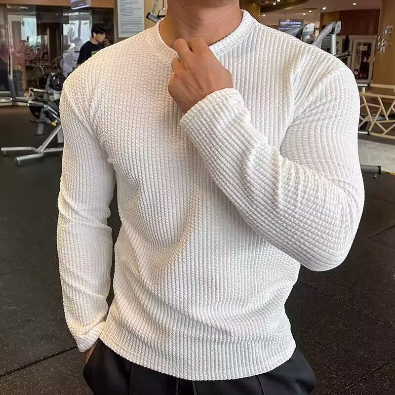 Men's Muscle Fit Gym T-Shirt - Breathable Long Sleeve Workout Top For Training & Casual Wear (Black/White, M-3xl)