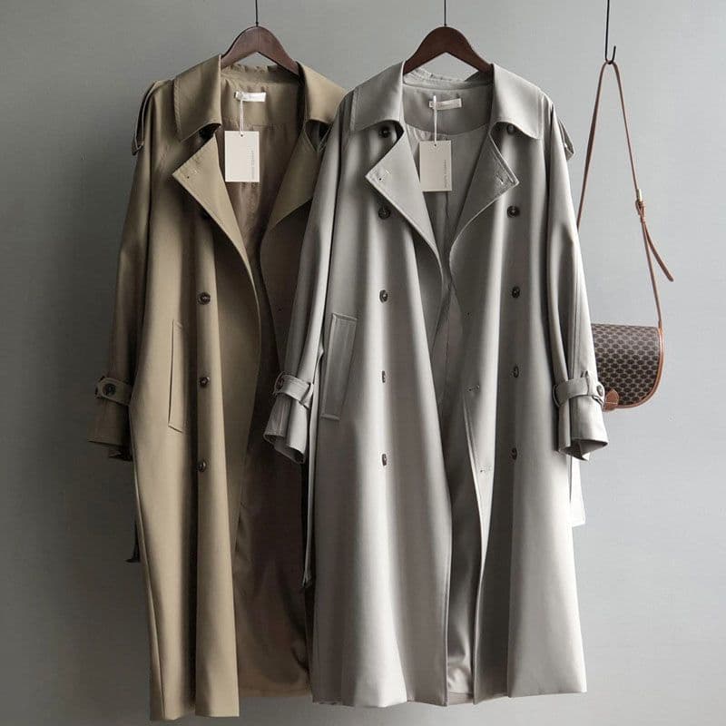 Women's Clothing Mid Length Trench Coat For Women, British Style, Versatile, Drapey Waist, Slim, Petite, French Style Casual Jacket