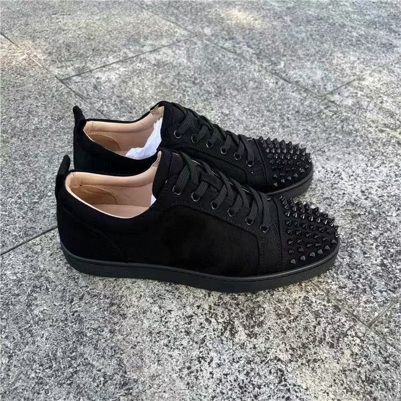 Chaussures pour hommes, ballerines brodées, semelle rouge, baskets tendance et décontractées à clous, blanches, en toile respirante, à lacets