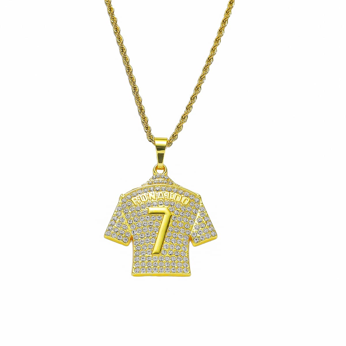 Hip Hop Men's Necklace Football 7 Pendant With Stainless Steel Chain and Iced Out Bling Rhinestones Necklace Sports Jewelry Gift