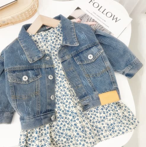 Kid's Clothing Girls denim jacket children 2024 new spring children's casual jacket baby stylish style tops
