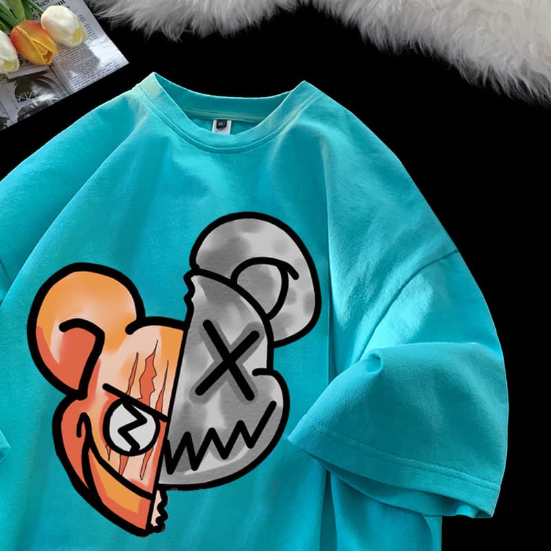 Man's clothing Short-sleeved T-shirt female niche design emotional lovers jacket summer lazy youth five-quarter sleeve