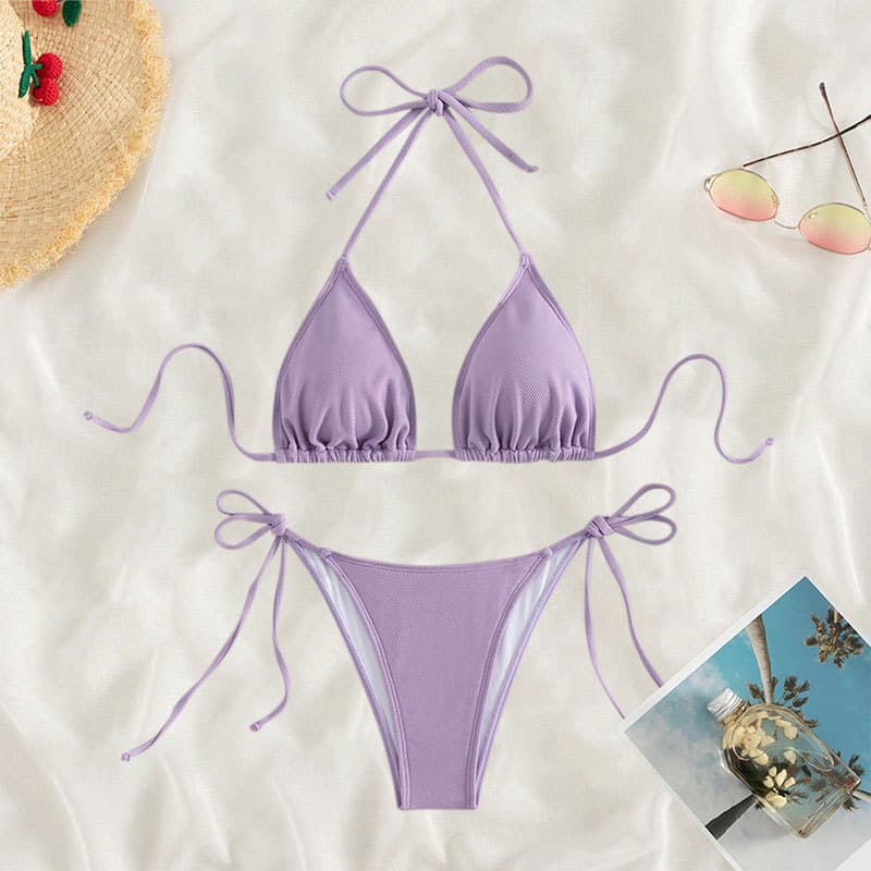 Women's Clothing Swimsuit Solid Color Sexy Bikini Split Swimsuit