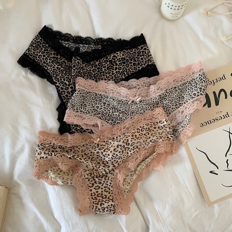 Women's Intimates Leopard Print Ice Silk Briefs Low Waist Elastic Comfortable Refreshing Breathable Briefs