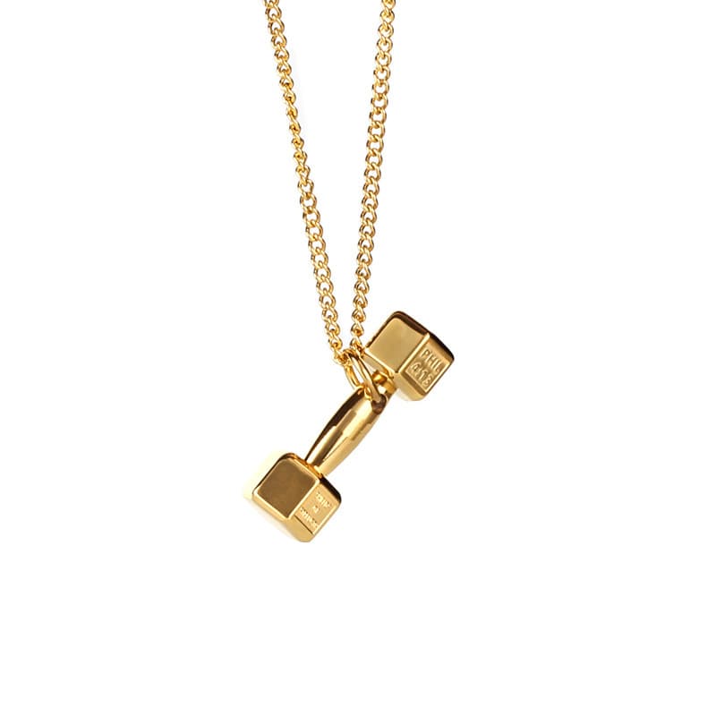 fashion dumbbell necklace for men Korean couple pendant for women personality jewelry clavicle chain fitness accessories