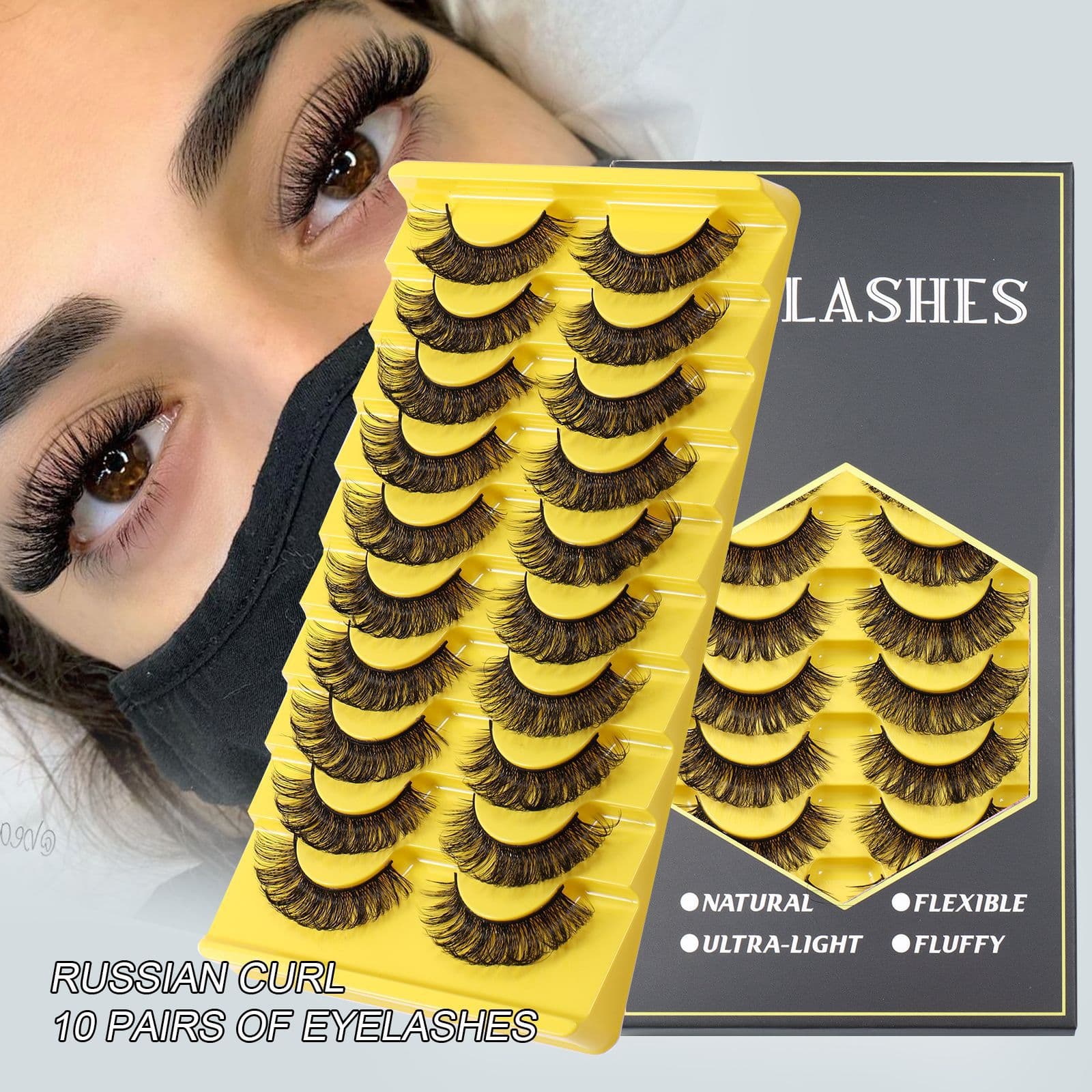 Lash extension set 10 pairs of Eyelashes Natural thick eyelashes simulate chemical fiber eyelashes
