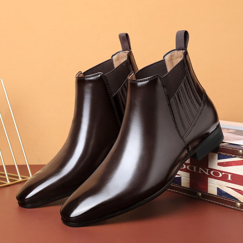Men's Simple High Top Business Formal Leather Shoes