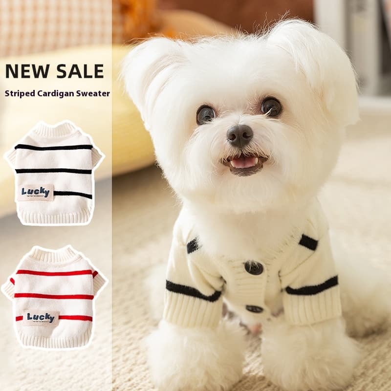 24 Year New Sweater For Cats, Autumn/winter Two Legged Striped Front Opening, Thick And Warm Pet Dog Clothing