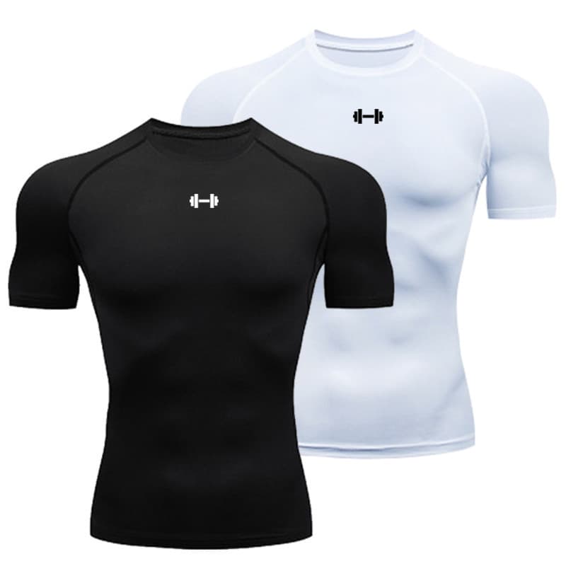 Men's Clothing Quick Drying T-Shirt Fitness Wear Sports Short-Sleeved Tight-Fitting Elastic Training Running Breathable Sweat-Wicking Gym