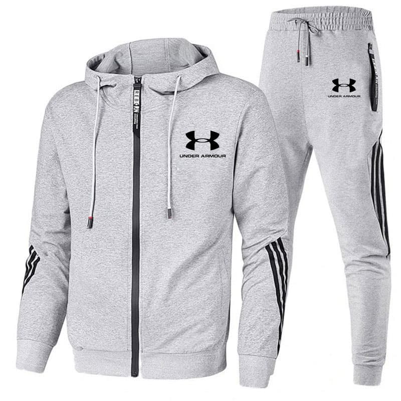 Ensemble deux pièces décontracté de sport printemps-automne avec sweat à capuche zippé tendance pour homme