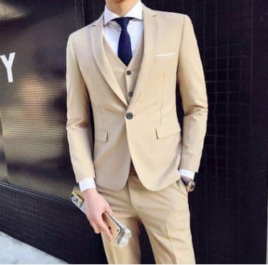 CT Groom Set Three-Piece British Casual Business Men's Wedding Suit Slim Fit Handsome Summer