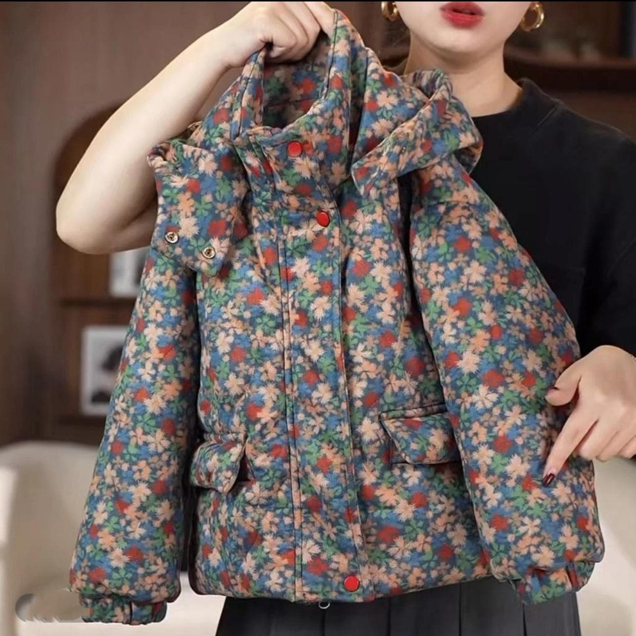 Foreign Trade Korean Style New Winter Children's Down Jacket Floral Girl Cute Stylish Baby Cold Proof Clothing Warm Coat