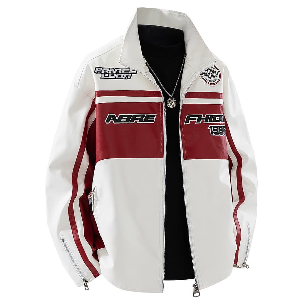 Men's Coat New 2025 Embroidered Trendy Locomotive Jacket Men's Ruffian Handsome Men's Spring And Autumn Casual Leather Jacket Top