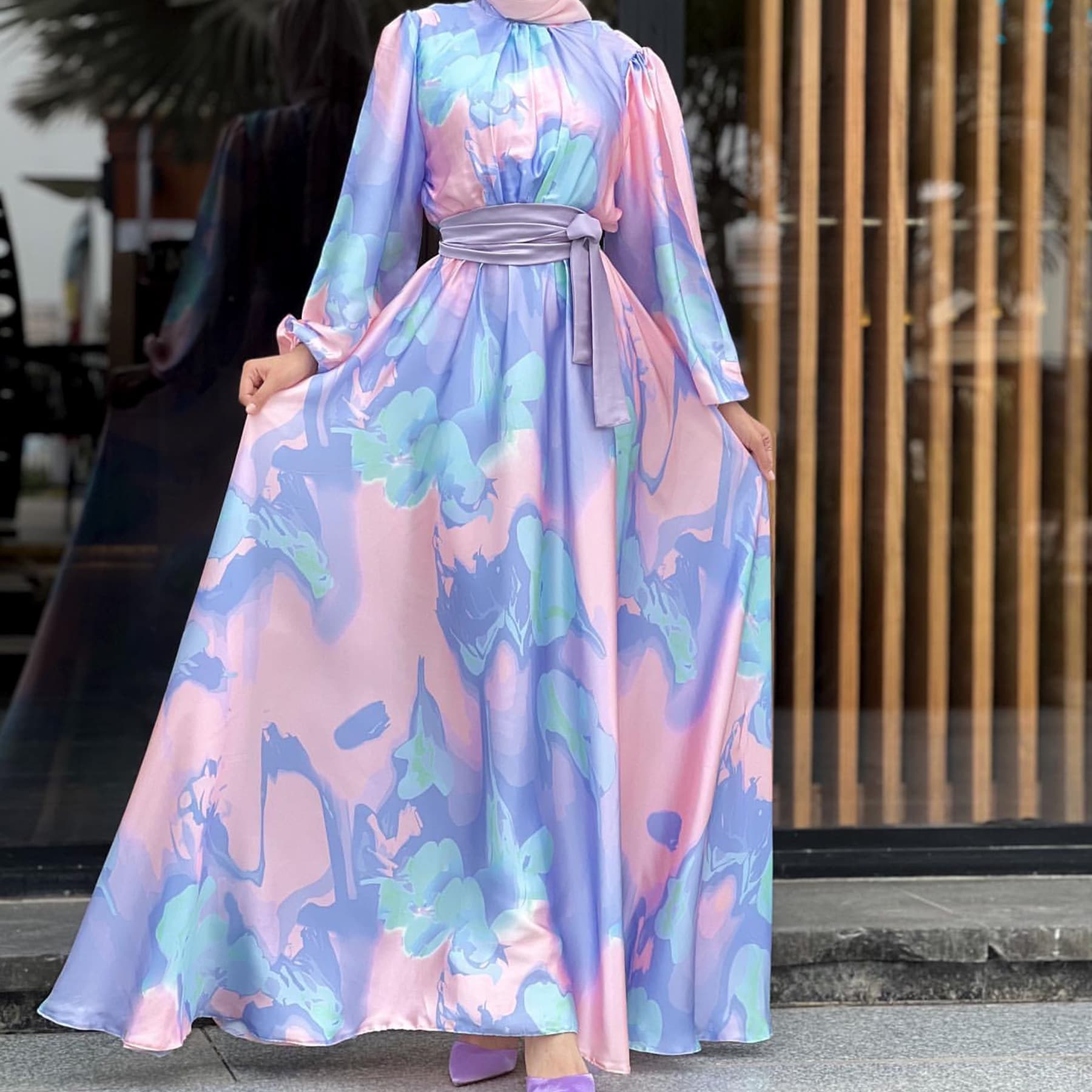 Women's printed dress, ankle-length printed long skirt