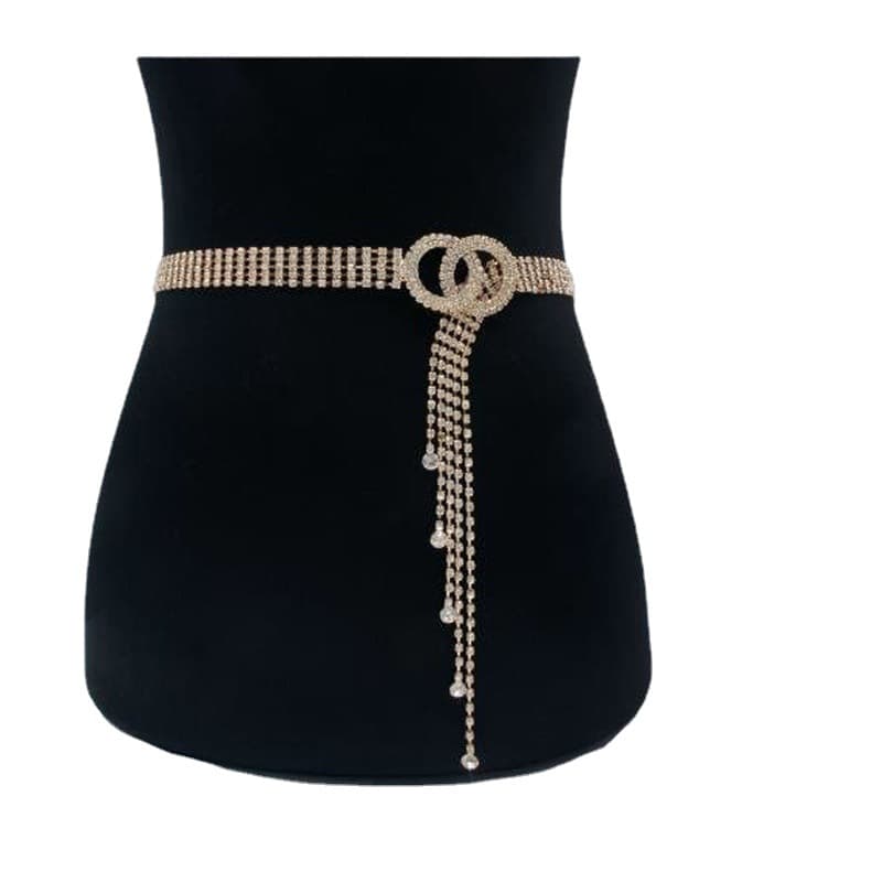 Cross-Border European And American Full Rhinestone Women's Belt Inlaid With Crystal Diamond Waist Chain